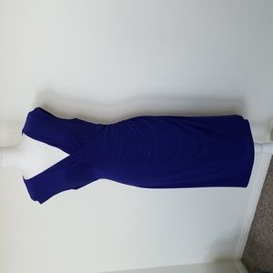 Ralph Lauren Blue Dress V Neck Side Slit Sleeveless